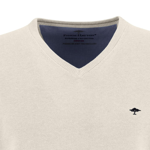 V-Neck Superfine Golf Pullover Herren Offwhite