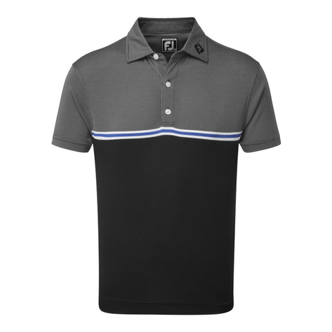 M Jacquard Top Colour Block SS Polo Black Herren
