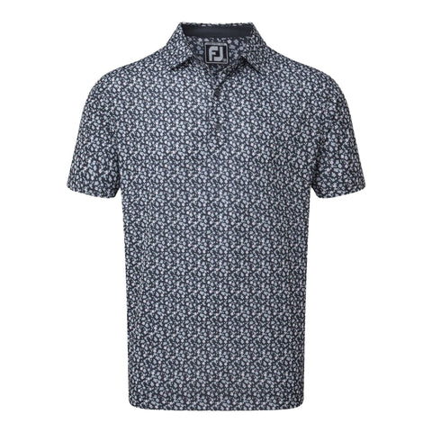 M Lisle Flowerprint SS Polo Navy Herren