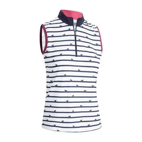 W Birdie Stripe SL Polo Peacoat