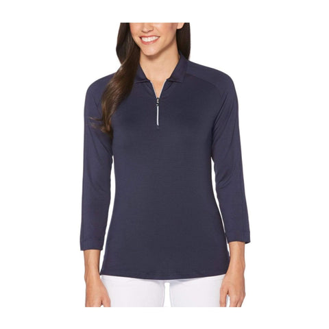 W Shadow Stripe 3/4 LS Polo Peacoat