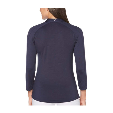 W Shadow Stripe 3/4 LS Polo Peacoat