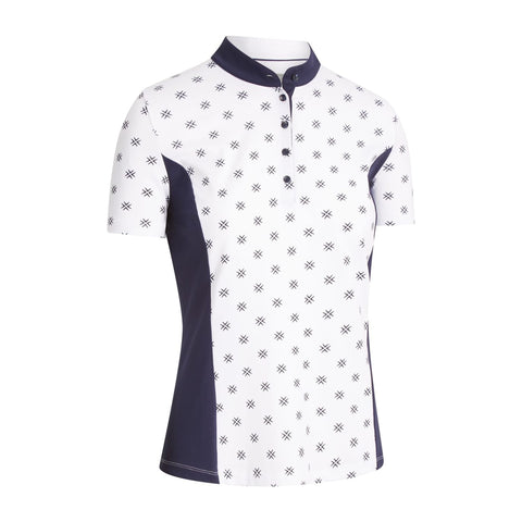 W Chev Floral Print SS Polo Brilliant White