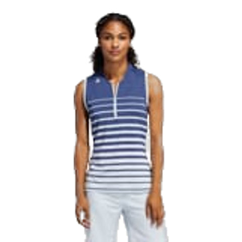 W Engineered Stripe SL Polo Indigo Damen