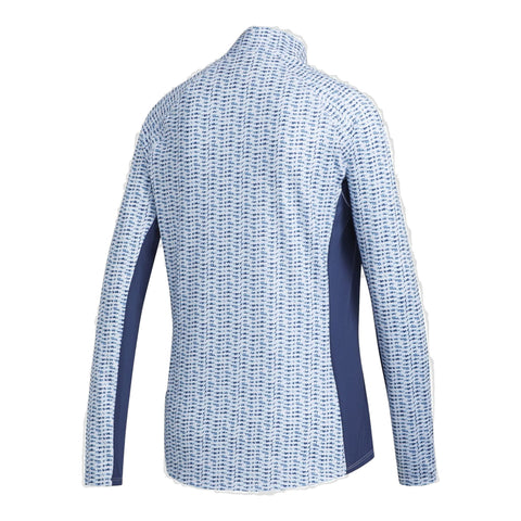 W Aeroready UPF50 Printed LS Polo White/Sky Tint Damen