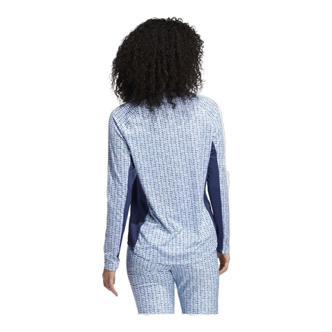 W Aeroready UPF50 Printed LS Polo White/Sky Tint Damen