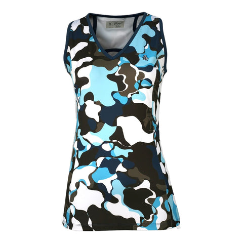 V-Neck Abstract Print Top Damen