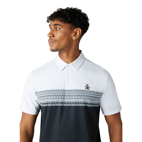 Engineered Novelty Stripe Blocked Print Polo Herren