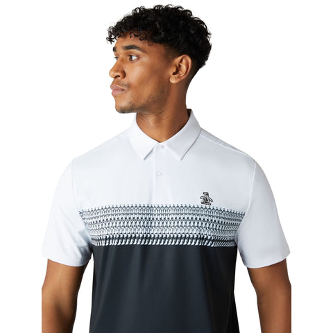 Engineered Novelty Stripe Blocked Print Polo