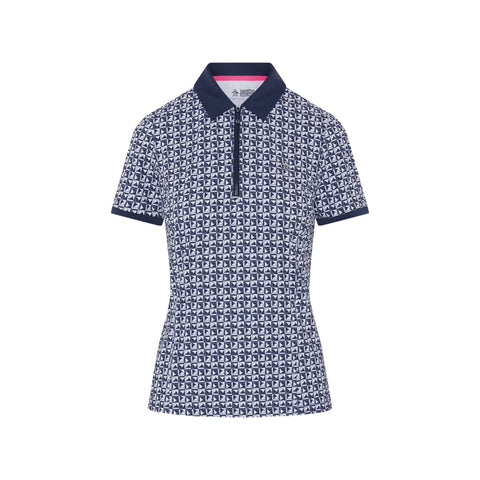Geo Printed Meshback Polo Damen