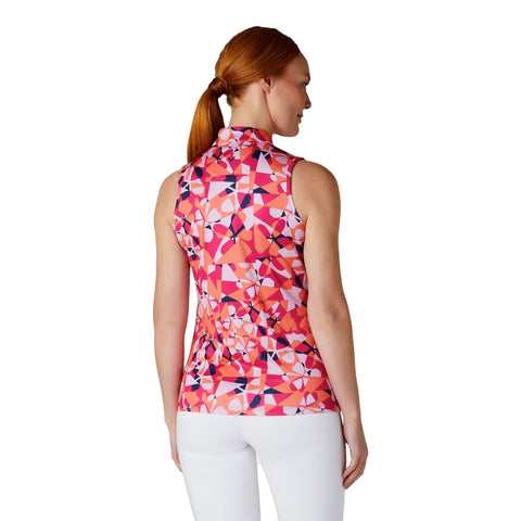 Geometric Floral Sleeveless Shirt Damen