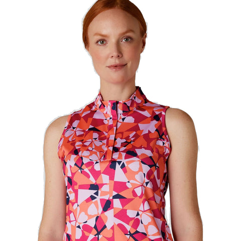 Geometric Floral Sleeveless Shirt Damen