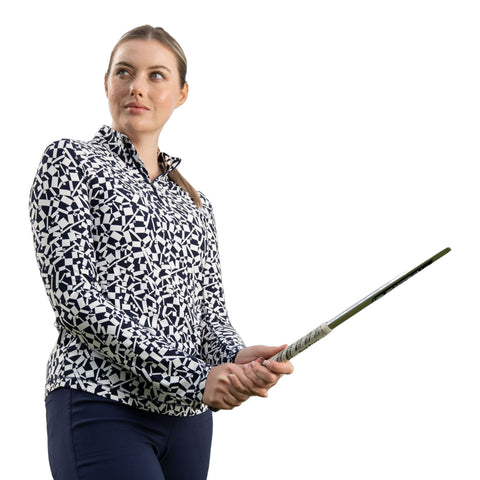 Two Toned Geo Printed Shirt Damen