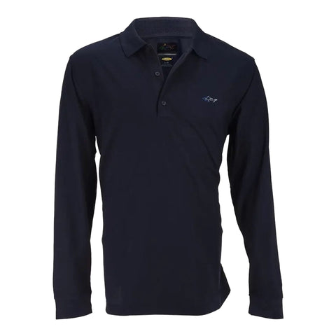 Pique Langarm-Poloshirt Herren