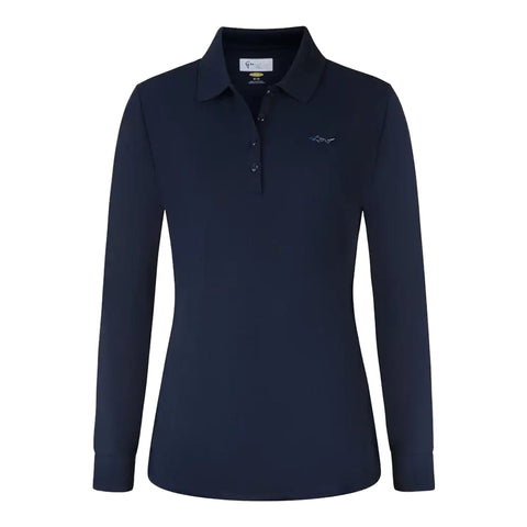 Pique Langarm-Poloshirt Damen