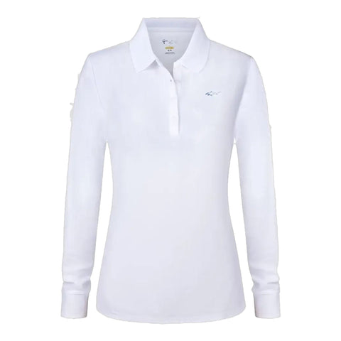 Pique Langarm-Poloshirt Damen