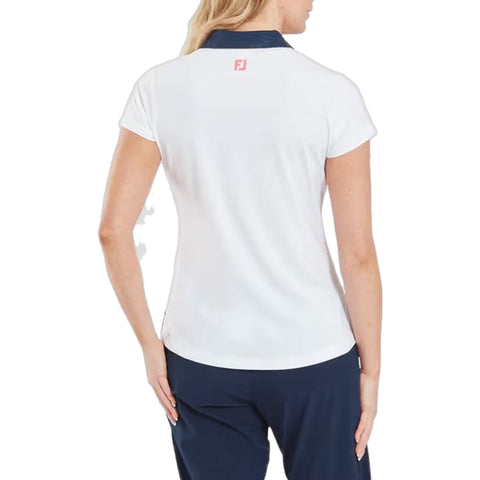 Cap Sleeve Print Trim Lisle Polo Damen
