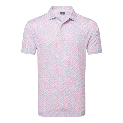 Floral Sketch Print Lisle Polo Herren