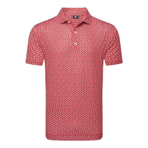 Floral Sketch Print Lisle Polo Herren