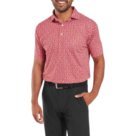 Floral Sketch Print Lisle Polo Herren