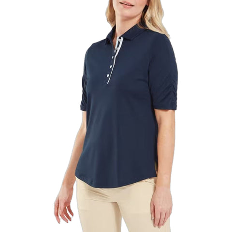 Half Sleeve Ruched Lisle Polo Damen