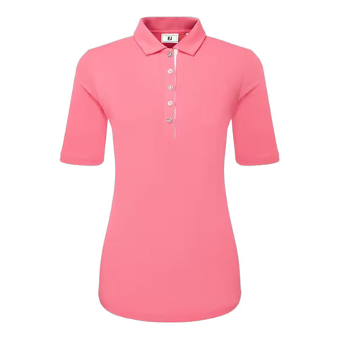 Half Sleeve Ruched Lisle Polo Damen