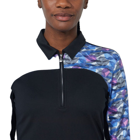 Print Peach Poloshirt Damen