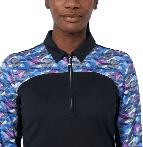 Print Peach Poloshirt Damen