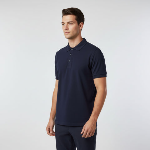 M Kinloch Polo Pique Logo Navy Herren