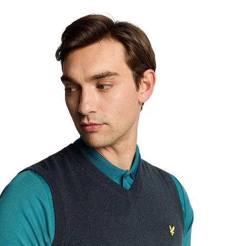 Merino Blend Knitted V-Neck Vest Herren