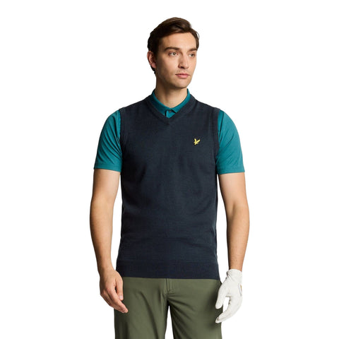 Merino Blend Knitted V-Neck Vest Herren