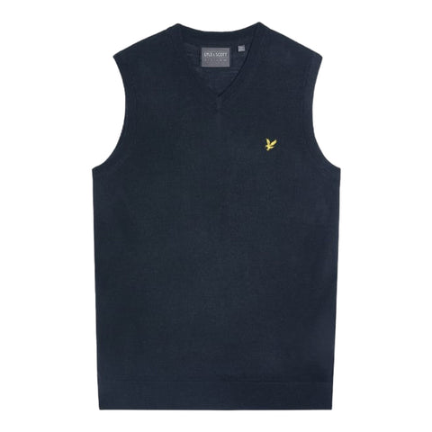 Merino Blend Knitted V-Neck Vest Herren