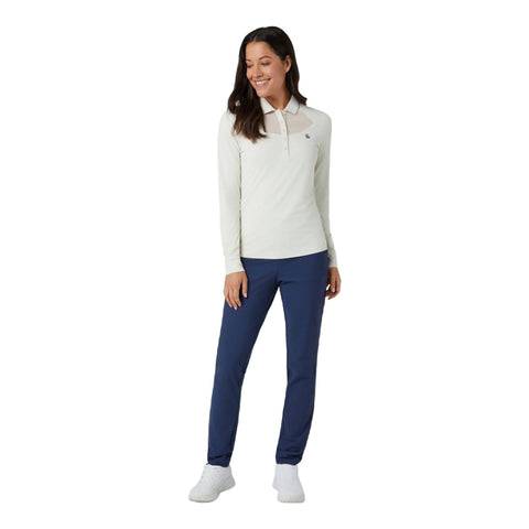 Mesh Langarm Poloshirt Damen