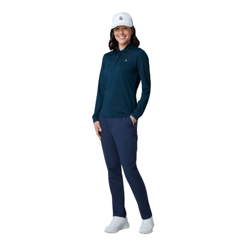 Mesh Langarm Poloshirt Damen