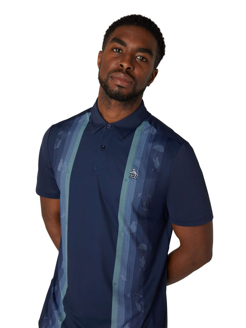 Pete'S Vertical Colour Block Print Polo Herren