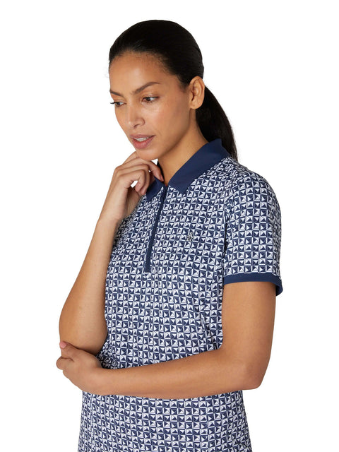 Geo Printed Meshback Polo Damen