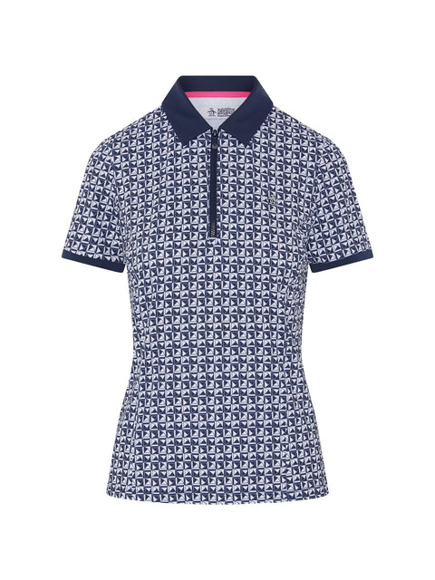 Geo Printed Meshback Polo Damen