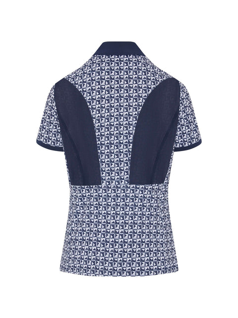 Geo Printed Meshback Polo Damen