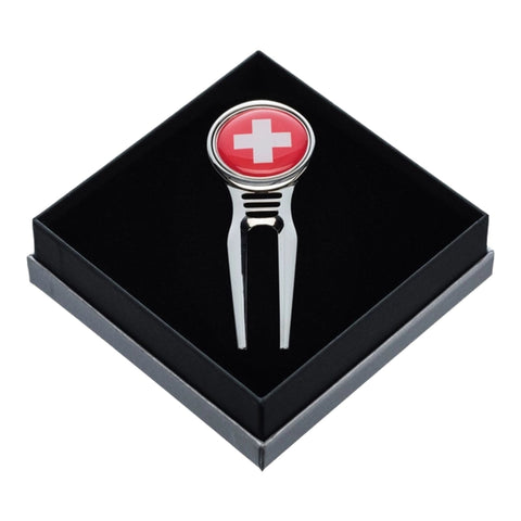 Pitchgabel Metall mit Schweizer Kreuz