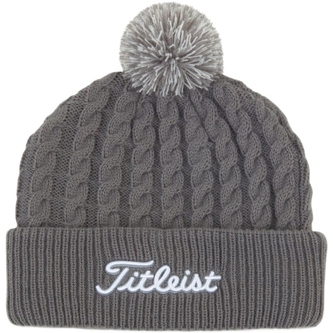 Strickhaube Pom Pom Grau/Weiß Herren