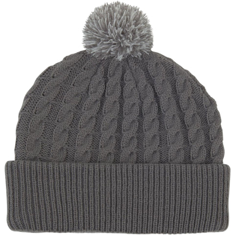 Strickhaube Pom Pom Grau/Weiß Herren