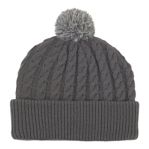 Strickhaube Pom Pom Grau/Weiß Herren