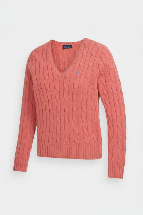 Cable-Knit V-Neck Pullover Damen