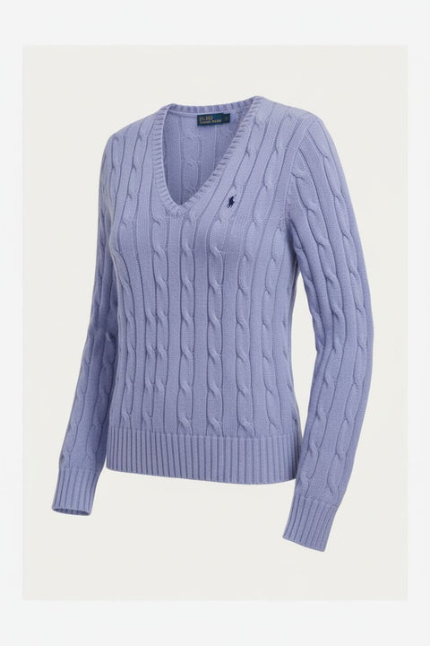 Cable-Knit V-Neck Pullover Damen