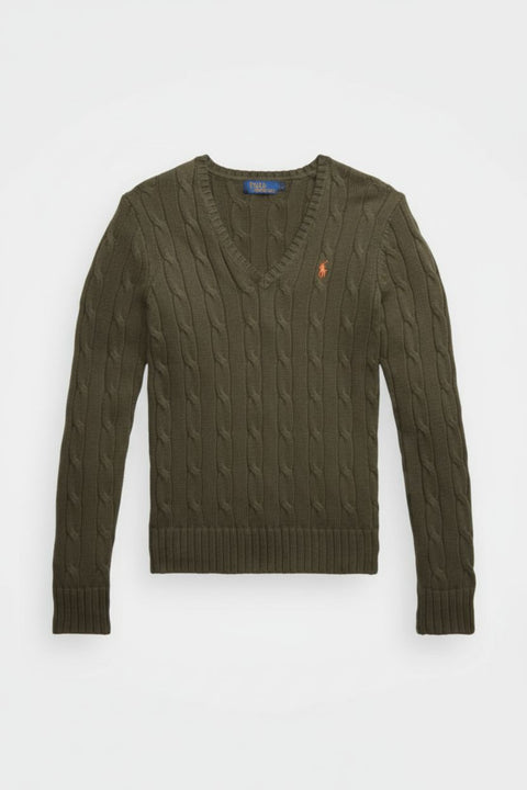 Cable-Knit V-Neck Pullover Damen