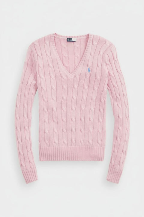 Cable-Knit V-Neck Pullover Damen